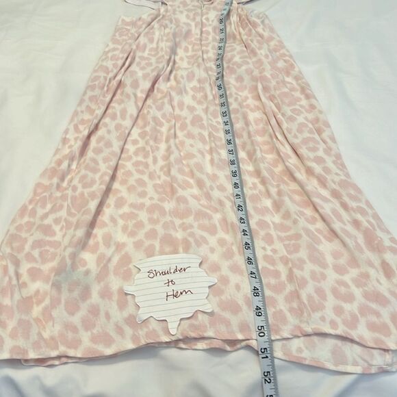 AFRM szXL pink & white leopard print maxi dress w/cutout side & lace up back GUC - Picture 16 of 16